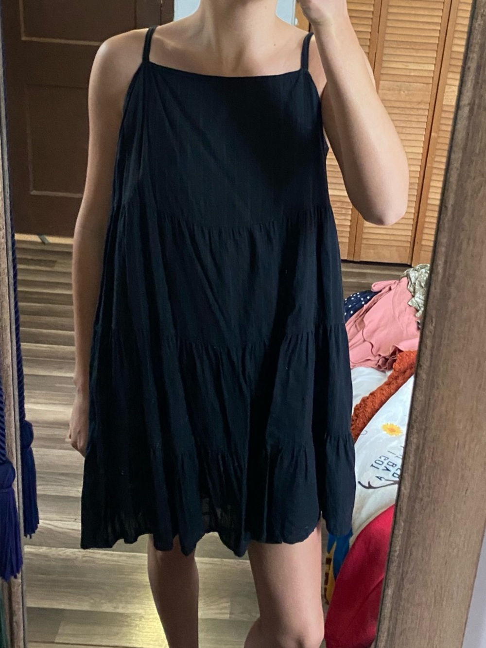 Old Navy Black Tiered Mini Dress with Spaghetti Straps